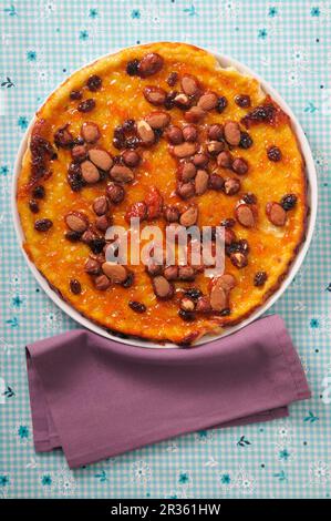 Tarte Mendiant (French cake with nuts and almonds) Stock Photo
