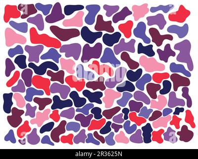 Bright colorful random stains. Vector illustration. Abstract flat liquid drops isolated on white backdrop Stock Vector
