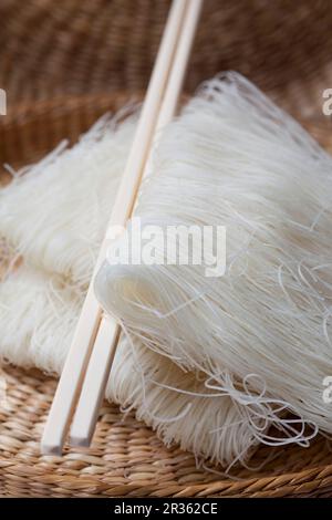 Glass noodles in a basket Stock Photo