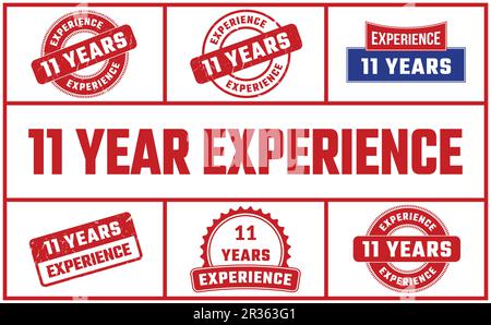 11 Years Experience Rubber Stamp Set Stock Vector