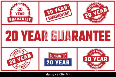 20 Year Guarantee Rubber Stamp Set Stock Vector