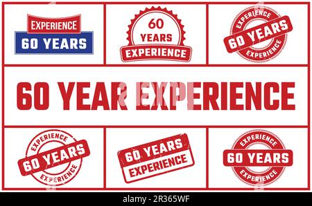 60 Years Experience Rubber Stamp Set Stock Vector