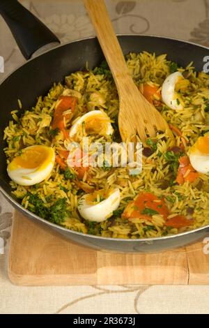 Smoked salmon kedgeree Stock Photo