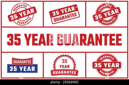 35 Year Guarantee Rubber Stamp Set Stock Vector