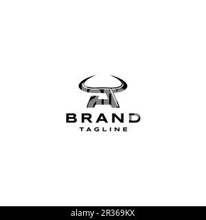 Sporty Initials Letter A with Bulls Horn. The sporty initial A with Bulls Horn represents the power and freedom of the wild. Stock Vector