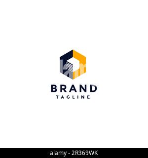 Box Icon in Hexagon Logo Design. Simple logo design of cube icon inside hexagon geometric form. Stock Vector