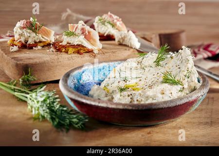 Creamy trout dip with dill Stock Photo