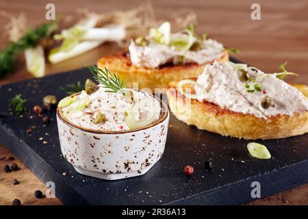 Creamy tuna fish dip with capers Stock Photo