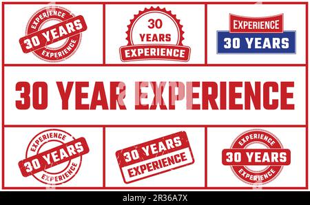 30 Years Experience Rubber Stamp Set Stock Vector