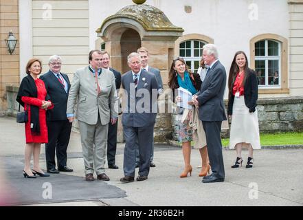 Prince Charles visits his german cousinship, Castle Langenburg, Germany Stock Photo