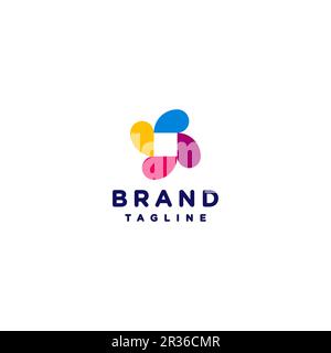 Fun Colorful Propeller Logo Design. Cheerful logo design of colorful propellers with white square in the middle. Stock Vector