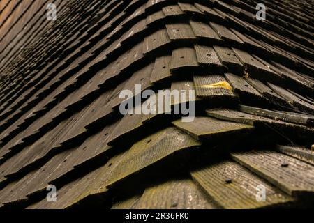 tejaqdo de madera, iglesia de San Felipe y Jacob, construida en 1516 , Skowa, voivodato de la Pequeña Polonia, Cárpatos, Polonia, europe. Stock Photo