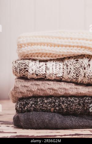 Collection of woolen clothes Stock Photo