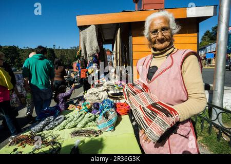 mercadillo artesanal de Angelmó, Puerto Montt , provincia de Llanquihue, región de Los Lagos.Patagonia, República de Chile,América del Sur. Stock Photo