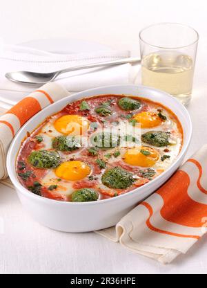 Spinach and egg bake Stock Photo