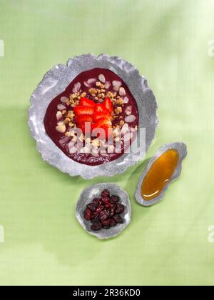 Beetroot and berry smoothie bowl Stock Photo