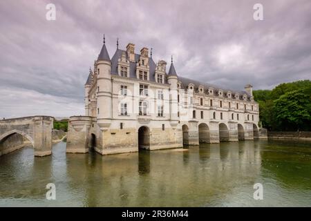 arcades of the Diana Bridge, Chenonceau castle, 16th century, Chenonceaux, Indre-et-Loire department, France, Western Europe. Stock Photo