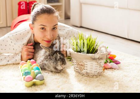 Easter rabbit in home Stock Photo