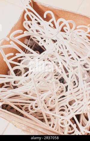 Plastic clothes hangers Stock Photo