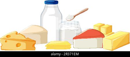 Assorted Dairy Milk Products Vector Set illustration Stock Vector Image ...