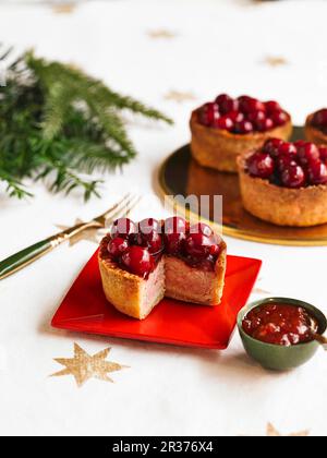 Individual Cranberry Topped Pork Pie Stock Photo