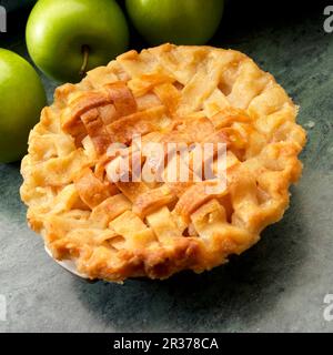 Small Lattice top apple pie with Granny Smith apples Stock Photo