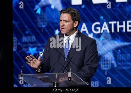 Orlando, Florida, USA, May 22, 2023, Florida Governor Ron DeSantis speaks During the 2023 NRB Convention at the Marriott World Center in Orlando, Florida. (Photo Credit: Marty Jean-Louis/Alamy Live News Stock Photo