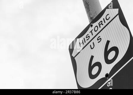 Famous streetsight of Route 66 with copyspace Stock Photo