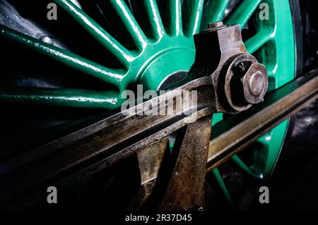 SHEFFIELD PARK, EAST SUSSEX/UK - SEPTEMBER 8 : Close-Up view of an Old Steam Train Wheel at Sheffield Park station East Sussex on September 8, 2013 Stock Photo