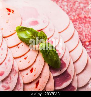 Variety of processed cold meat products Stock Photo