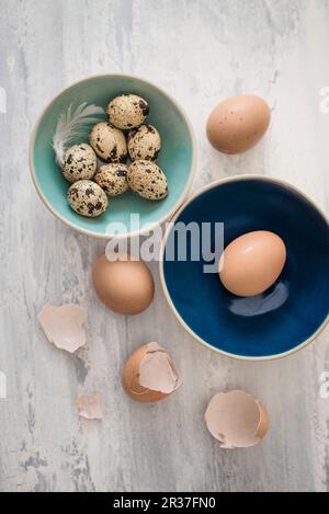 Fresh eggs, view from above Stock Photo