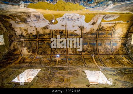 Paintings in fortress of Quasayr Amra, Jordan Stock Photo