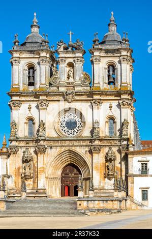 Mosteiro de Santa Maria, facade of the Santa Maria Monastery, Cistercian monastery, Alcobaca, province of Extremadura and Ribatejo, Portugal, Unesco Stock Photo