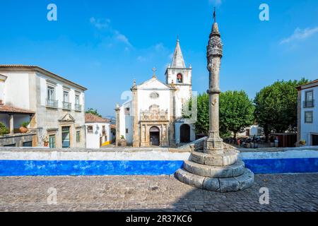 Church of Santa Maria and pillory, Obidos, Extremadura and Ribatejo, Portugal Stock Photo