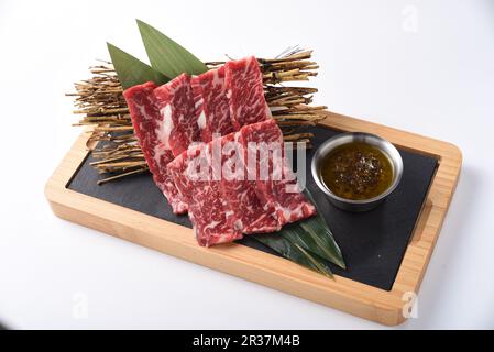Thick Cut Hanger steak，Skirtmeat，harami for Japanese bbq or Korea bbq。 Stock Photo