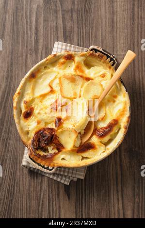 Gratin Dauphinois in a baking dish Stock Photo