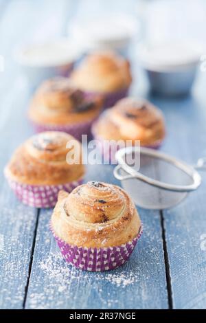 Cruffins (chocolate croissants in muffin cases) Stock Photo