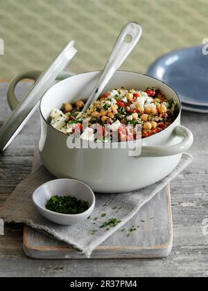 Pilau with chickpeas and feta Stock Photo