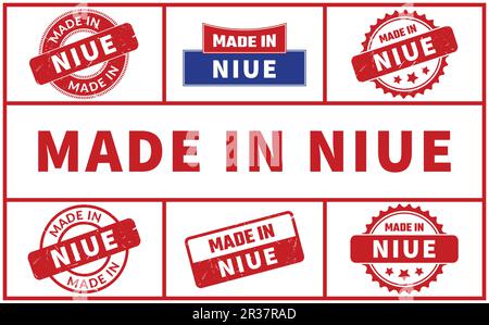 Made In Niue Rubber Stamp Set Stock Vector