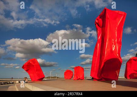 Art, Rock Strangers, Arne Quinze, dike, Ostend, Belgium Stock Photo
