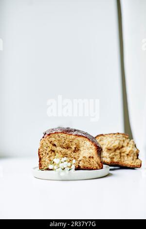 Homemade gluten-free babka (Eastern European cake) for Easter Stock Photo