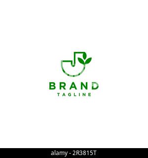 Simple Letter J and Leaf Logo Icon. Unique logo of stems and leaves that form the letter J. Stock Vector