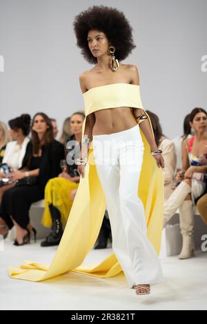 A model walks the runway during the MARIAM SEDDIQ show during the Afterpay Australian Fashion Week 2023 at Carriageworks on MAY 17, 2023 in Sydney, Au Stock Photo