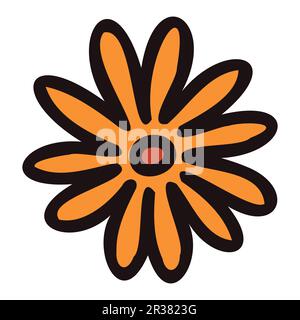 Hand Drawn cosmos flower in doodle style isolated on background Stock Vector