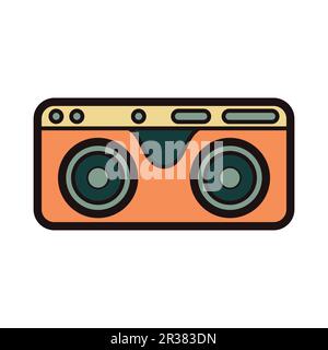 Hand Drawn cassette in doodle style isolated on background Stock Vector