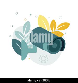 CCTV. Vector illustration of a cctv camera, on the background of leaves, gear Stock Vector