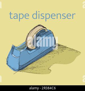tape dispenser sketch pencil style Stock Vector