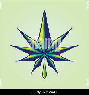 Geometric marijuana leaf luxury cannabis plant illustrations vector illustrations for your work logo, merchandise t-shirt, stickers and label designs, Stock Vector