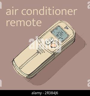 air conditioner remote sketch pencil style Stock Vector