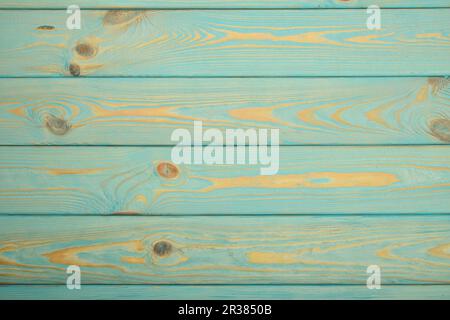 Blue vintage painted wooden panel with horizontal planks Stock Photo